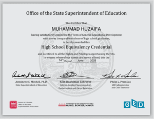 huzaifa diploma