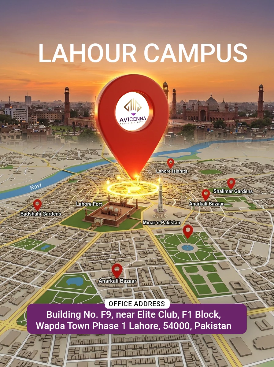 Avicenna Education System Lahore Office building providing GED preparation and educational services in Lahore, Pakistan.